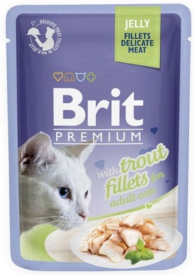 BRIT CAT POUCH 85G JELLY FILLETS WITH TROUT