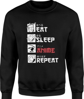 BLUZA MĘSKA ANIME EAT SLEEP REPEAT LOVE JAPAN MANGA M