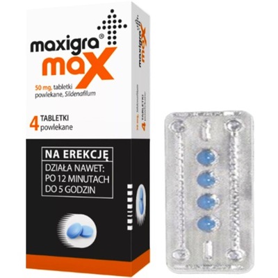 MAXIGRA Max 50 mg Sildenafil Erekcja 4 tabletki