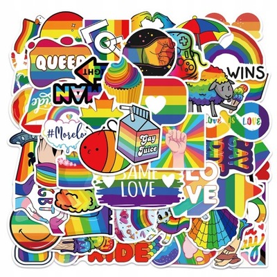 100 ШТУКИ KOLOROWE RAINBOW ŚMIESZNE LGBT GAY PRIDE LOK7338