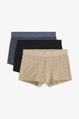 BAWEŁNIANE BOKSERKI H&M SHORT TRUNKS XTRA LIFE 3-PAK ROZM.M