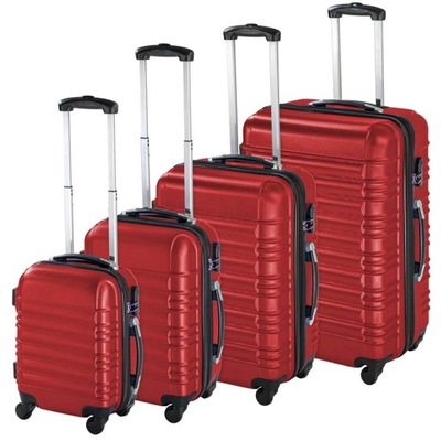 Zestaw 4 sztywnych walizek, dostępny w 4 kolorach-czerwony