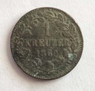 moneta Badenia 1 kreuzer 1869