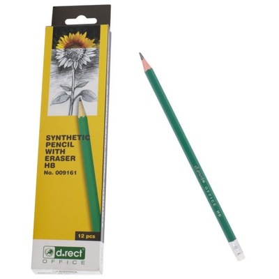 Ołówek HB z gumką ZESTAW 12 sztuk ołówków D.RECT