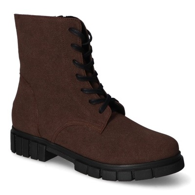 Botki ocieplane For-But 264/P Czekoladowe Brązowe zamsz 38