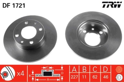 TRW ДИСКИ ТОРМОЗНЫЕ ТОРМОЗНЫЕ 2 ШТУКИ. ПЕРЕД ЗАД FIAT 125 127 131 132 147 900 T E