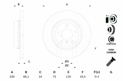 BOSCH ДИСКИ ТОРМОЗНЫЕ ТОРМОЗНЫЕ 2 ШТУКИ. ПЕРЕД BMW 5 F10 5 F11 1.6-3.0H