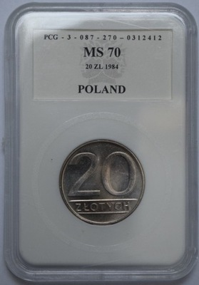 20 ZŁOTYCH 1984 - PCG MS70 - PIĘKNY STAN