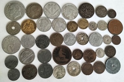 zestaw monet przedwojenna Europa 41 szt każda inna