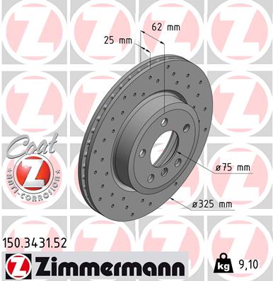 ZIMMERMANN 150.3431.52 ДИСК ТОРМОЗНОЙ