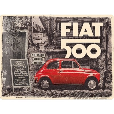 PLACA PLAKAT 30X40 FIAT 500 RED CAR 23295  