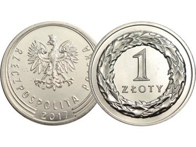 1 złoty 2017 r. stan menniczy z woreczka