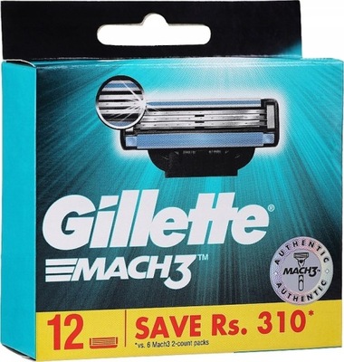 GILLETTE MACH 3 Wkłady Ostrza Nożyki 12 szt