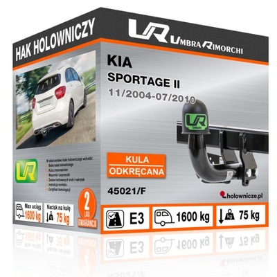 Hak holowniczy Kia SPORTAGE II, 11/2004-07/2010