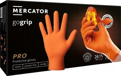 Rękawice nitrylowe Mercator GoGrip Orange 50 sztuk rozmiar L