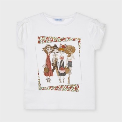 3007 Koszulka z krótkim rękawem Mayoral dla dziewczynki z lalami 116 cm