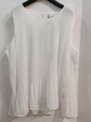 CALVIN KLEIN biały zwiewny top plisowany XL