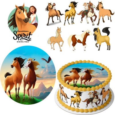 OPŁATEK NA TORT MUSTANG DUCH WOLNOŚCI+POSTACI 7szt