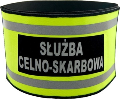 Opaska naramienna odblaskowa z napisem SŁUŻBA CELNO-SKARBOWA - z rzepem