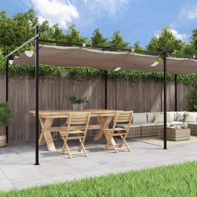 vidaXL Pergola ze zwijanym dachem, taupe, 589x292x230 cm