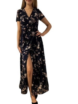 Vero Moda sukienka maxi z rozcięciem kwiatowy wzór