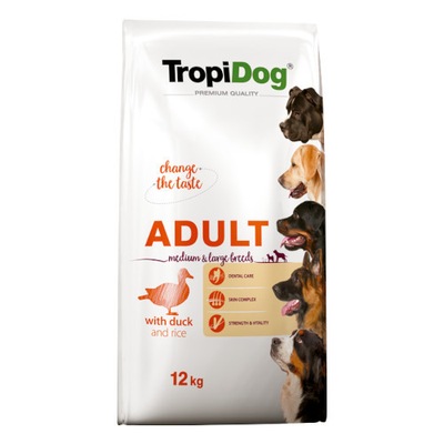 Tropidog Premium Adult Medium Large Breeds Duck Rice kaczka 12kg