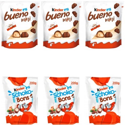 Zestaw Prezentowy 3 Kinder Bueno Mini 108 G I 3 Cukierki Schoko Bons 200 G