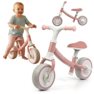 Rowerek BIEGOWY ROWER DZIECIĘCY jeździk różowy LEKKI REGULOWANY KOŁA EVA