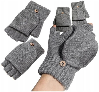 Męskie ciepłe Rękawiczki zimowe mitenki z klapką