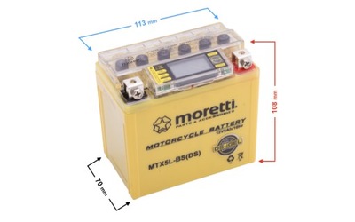 BATERÍA MORETTI AGM (I-GEL) MTX5L-BS ZE WSKAZNIKIEM  