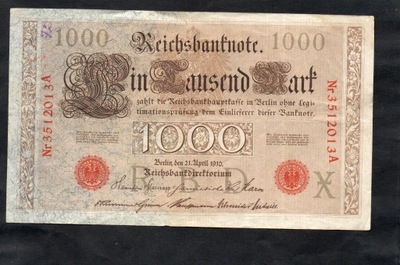 BANKNOT NIEMCY -- 1000 marek -- 1910 rok
