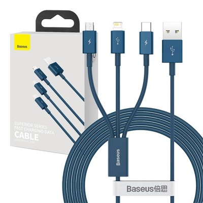 Kabel USB 3w1 Baseus Superior Series, USB do micro USB / USB-C / Lightning