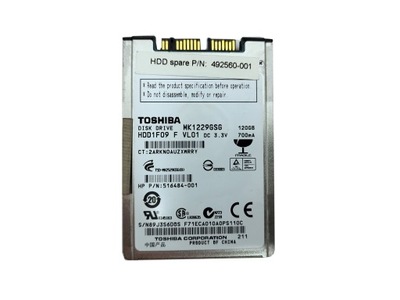 Dysk twardy Toshiba MK1229GSG 120GB micro SATA 1,8