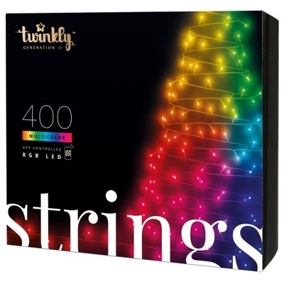 Twinkly Strings 400 LED RGB čierny drôt Zástrčka F (typ EU) 32 m