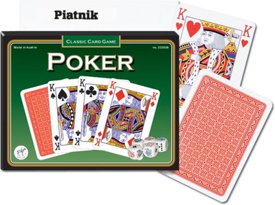 PIATNIK karty do gry POKER + kości do gry pokerowe 16mm 2320