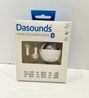 DASOUNDS SŁUCHAWKI DOUSZNE BLUETOOTH BIAŁO SREBRNE