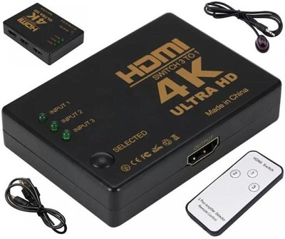 Rozdzielacz HDMI v1.4 Switch 3 Portowy 4K ULTRA HD