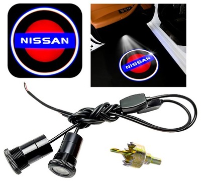 ZESTAW 2x PROJEKTOR LED LOGO NISSAN ALMERA MICRA NOTE TIIDA LAMPKA DRZWI HD