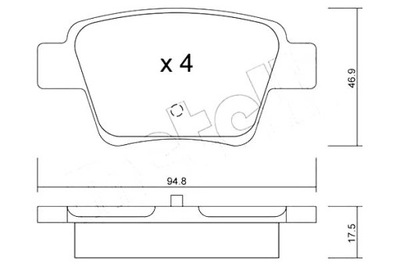 METELLI КОЛОДКИ ТОРМОЗНЫЕ CITROEN C4 04- ЗАД