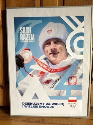 Plakat Dawida Kubackiego z autografem – Pekin 2022