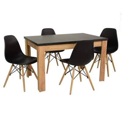 ZESTAW rozkładany stół i4 krzesła czarne DO KUCHNI