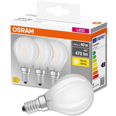 Żarówka LED E14 KULKA 4W = 40W 2700K OSRAM 3PAK