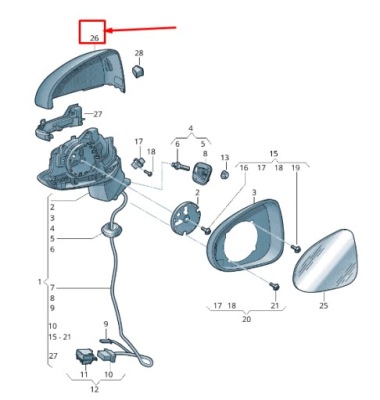 Audi rs3 передняя часть правый door mirror cap 8v0857528f1l1 фото №1