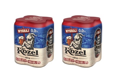 Piwo bezalkoholowe Kozel 0% półciemne 8 x 500ml puszka 2x 4pak czteropak