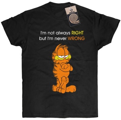 Koszulka męska Garfield NOT ALWAYS RIGHT kot sarkazm śmieszna XL