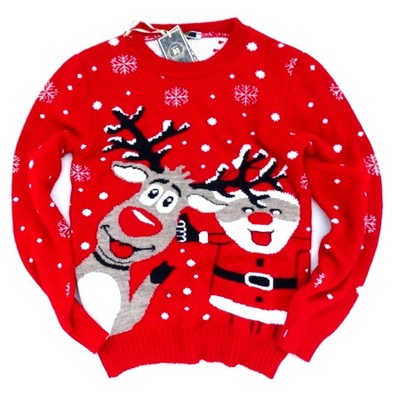 Sweter świąteczny wełna Święta Renifer mikołaj