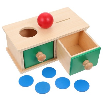 Drewniane pudełko na zabawki z szufladami dla dzieci