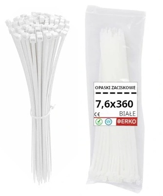 OPASKI DE CABLES ZACISKOWE COLOR BLANCO TRYTKI TRYTYTKI 7,6X360 ERKO 100 PIEZAS  