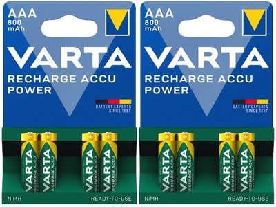 8x AKUMULATORKI BATERIE VARTA R3 AAA 800mAh