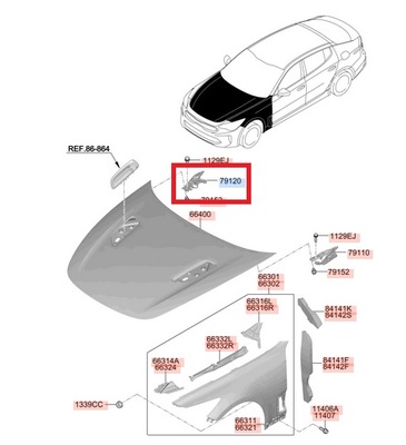 ЗАВЕСА КАПОТА ПРАВАЯ DO KIA STINGER